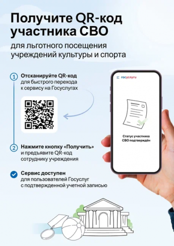  QR-код для подтверждения статуса участника СВО при посещении учреждений культуры и спорта